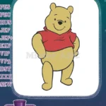 Winnie the Pooh Bear Smiling Red Shirt Embroidery Designs - Instant Download