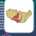Lovable Winnie the Pooh Lying Down Red Shirt Embroidery Designs - Instant Download
