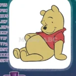 Winnie the Pooh Sitting Smiling Cartoon Embroidery Designs - Instant Download