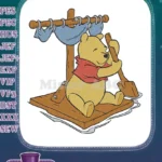 Winnie the Pooh Bear Raft Rowing Embroidery Designs - Instant Download