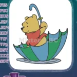 Winnie the Pooh floating in umbrella boat embroidery designs - Instant Download