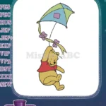 Whimsical Winnie the Pooh Floating with Parachute Embroidery Designs - Instant Download