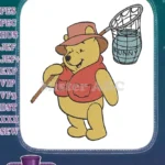 Winnie the Pooh Adventurer with Net and Hunny Pot Embroidery Designs - Instant Download