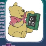 Winnie the Pooh learning alphabet chalkboard embroidery designs for kids - Instant Download