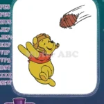 Winnie the Pooh wearing pilot hat catching football embroidery designs - Instant Download