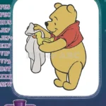 Winnie the Pooh holding a rubber ducky and towel embroidery designs - Instant Download