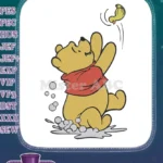 Winnie the Pooh bubbly bath with little bird embroidery designs - Instant Download