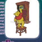 Classic Winnie the Pooh bear reaching for hunny pot embroidery designs - Instant Download