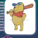 Classic Winnie the Pooh with bat and ball embroidery designs - Instant Download