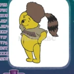 Adorable Winnie the Pooh Davy Crockett Coonskin Hat embroidery designs - Instant Download