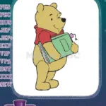 Winnie the Pooh yellow bear red shirt book embroidery designs - Instant Download