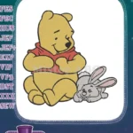 Friendly Winnie Pooh bear and sleepy rabbit embroidery designs - Instant Download