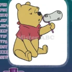Winnie the Pooh blowing bubbles fun embroidery designs - Instant Download