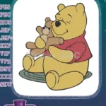 Winnie the Pooh hugging teddy bear cute classic embroidery designs - Instant Download