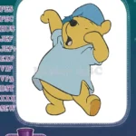 Adorable Winnie the Pooh in nightcap yawning embroidery designs - Instant Download