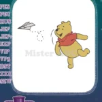 Winnie the Pooh flying paper airplane happy embroidery designs - Instant Download