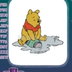 Sad Winnie Pooh with spilled honey jar embroidery designs - Instant Download