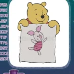 Winnie the Pooh Holding Piglet Dancing Banner Embroidery Designs - Instant Download