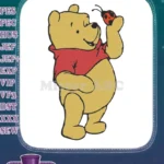 Winnie the Pooh holding a ladybug cute embroidery designs - Instant Download