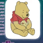 Cute Winnie the Pooh hugging yellow duckling embroidery designs - Instant Download