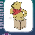 Classic Winnie the Pooh thoughtful pose sitting box embroidery designs - Instant Download