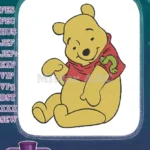 Happy Winnie the Pooh Bear Sitting Cartoon Embroidery Designs - Instant Download