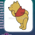 Winnie the Pooh yellow bear red shirt cartoon embroidery designs - Instant Download