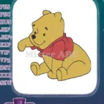 Winnie the Pooh sitting yellow bear red shirt embroidery designs - Instant Download