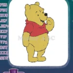 Happy Winnie the Pooh bear character embroidery designs for children - Instant Download