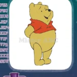 Smiling classic Winnie the Pooh bear in red shirt embroidery designs - Instant Download