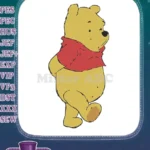 Winnie the Pooh walking yellow bear red shirt embroidery designs - Instant Download