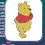 Winnie the Pooh yellow bear red shirt walking embroidery designs - Instant Download