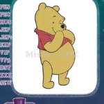 Winnie the Pooh yellow bear red shirt happy embroidery designs - Instant Download