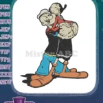 Popeye and Olive Oyl happy piggyback cartoon embroidery designs - Instant Download