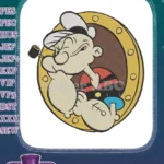 Popeye the Sailor Man cartoon character porthole embroidery designs - Instant Download