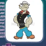 Classic Popeye the Sailor Man cartoon character embroidery designs - Instant Download