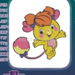 Cute happy yellow cartoon mouse with a bow embroidery designs - Instant Download