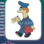 Postman Pat delivering mail cartoon character embroidery designs - Instant Download