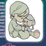 Sweet Dreams Child Hugging Teddy Bear Pajama Embroidery Designs - Instant Download