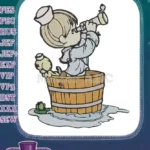 Adorable sailor baby in barrel with telescope embroidery designs - Instant Download