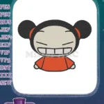 Cute Pucca cartoon character with a wide smile embroidery designs - Instant Download