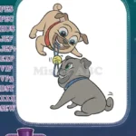 Joyful Pug Puppies Playing Tug-of-War Embroidery Designs - Instant Download