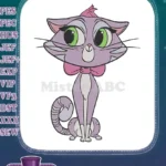 Cute purple cat with big green eyes embroidery designs - Instant Download