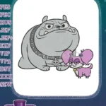 Grumpy Bulldog and Pink Poodle Cartoon Embroidery Designs - Instant Download