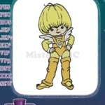 Cute yellow cartoon angel superhero character embroidery designs - Instant Download