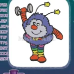 Happy purple furry monster with dumbbell and rainbow legs embroidery designs - Instant Download