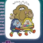 Happy colorful fuzzy creatures with stars and rainbow stripes embroidery designs - Instant Download