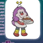 Friendly fuzzy purple monster holding delicious sundae embroidery designs - Instant Download