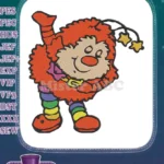 Happy fluffy orange character with rainbow legs and star embroidery designs - Instant Download