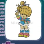Happy Colorful Cartoon Girl Rainbow Dress Embroidery Designs - Instant Download